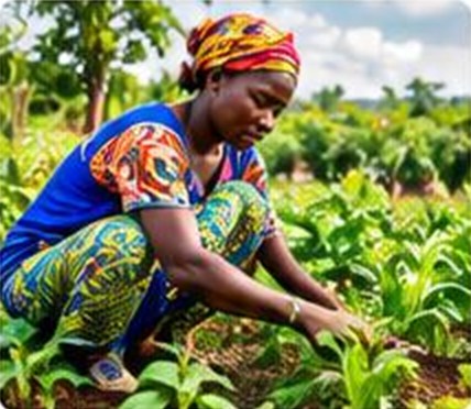Agricultrice dans son champ