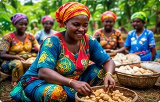 Femmes transformant des produits agricoles